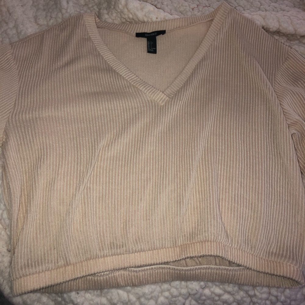 Tan long sleeve crop top